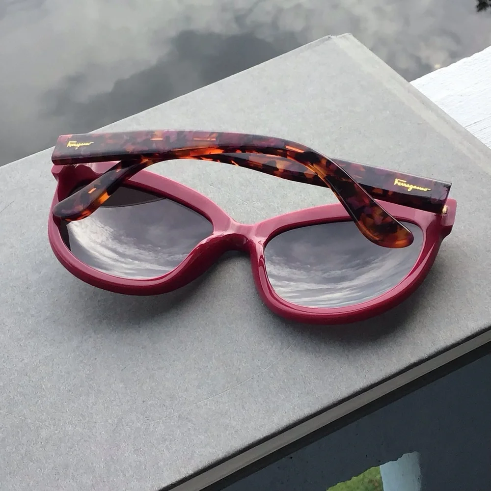 Salvatore Ferragamo Women's Maroon Cateye Sunglasses SF675S 512 with Case
